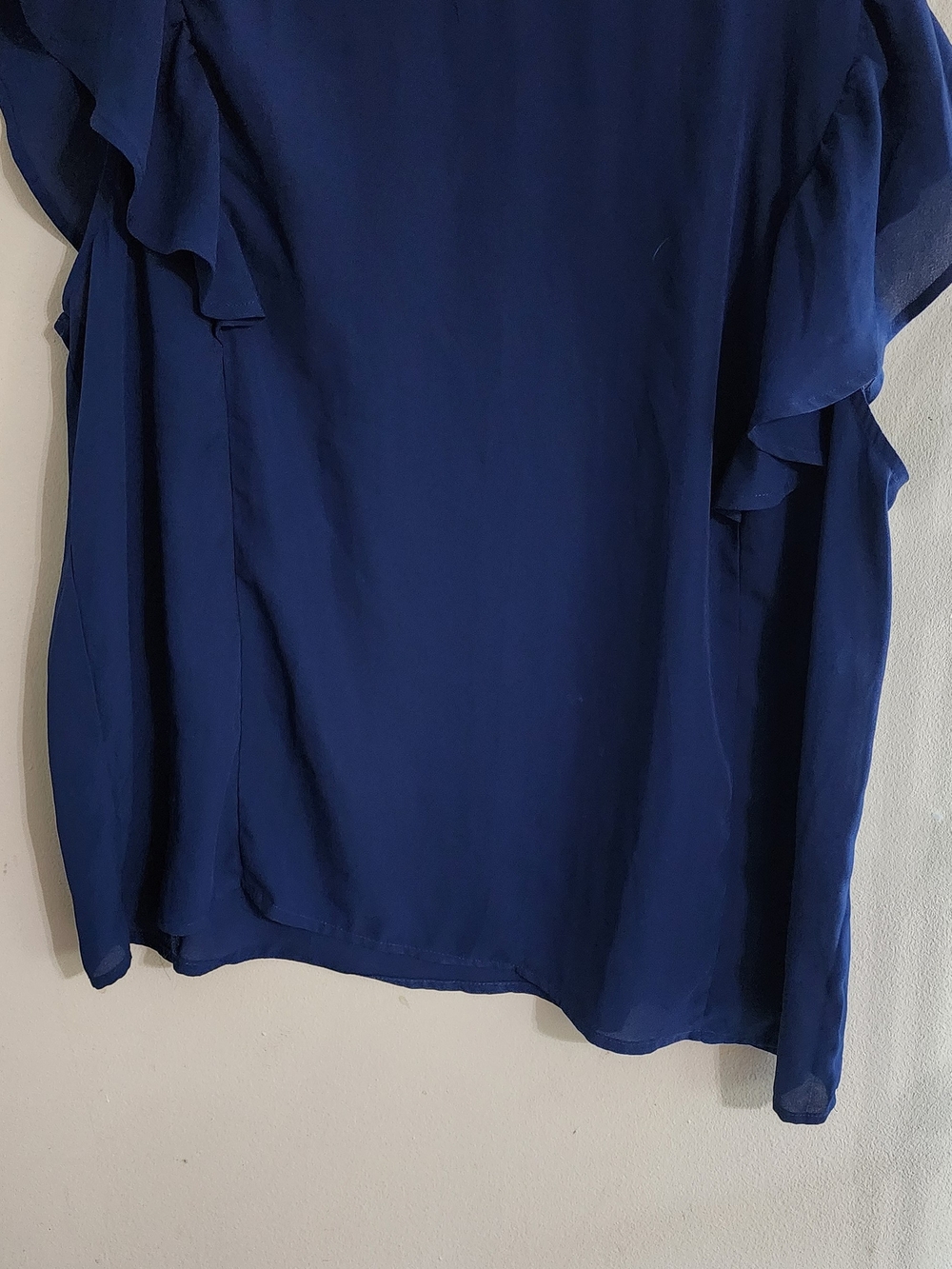 Grayson Threads Royal Blue Flutter Short Sleeve Blouse Top Size 3X